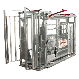 Cage à bovin avec réducteur de largeur et porte guillotine