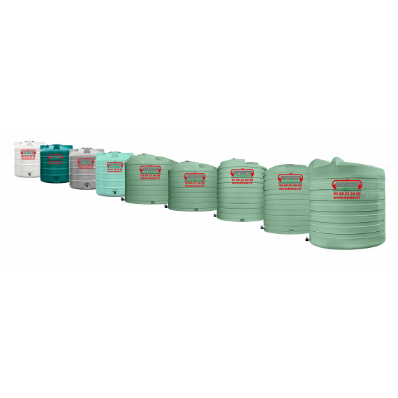 Citerne PEHD verticale stockage d'eau 2000L - Gris  
